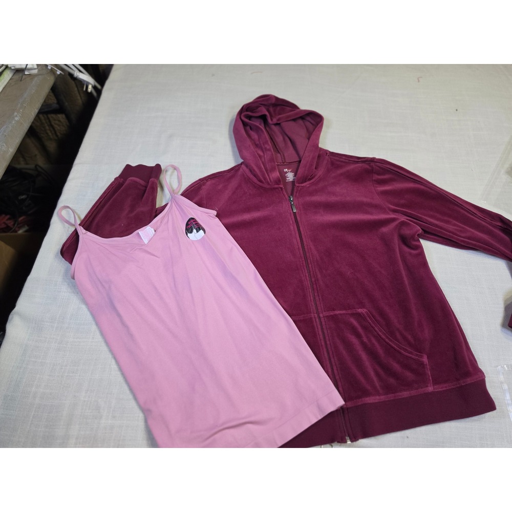 St Johns Bay Velour Hoodie & No Boundaries Reversible Cami Set Burgundy Mauve